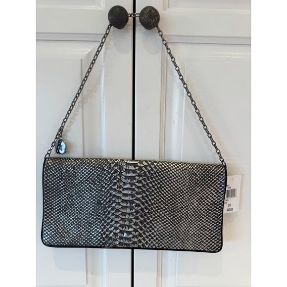 Eric Javits Pewter Shoulder/Clutch Exotic Skin Purse - Picture 4 of 4
